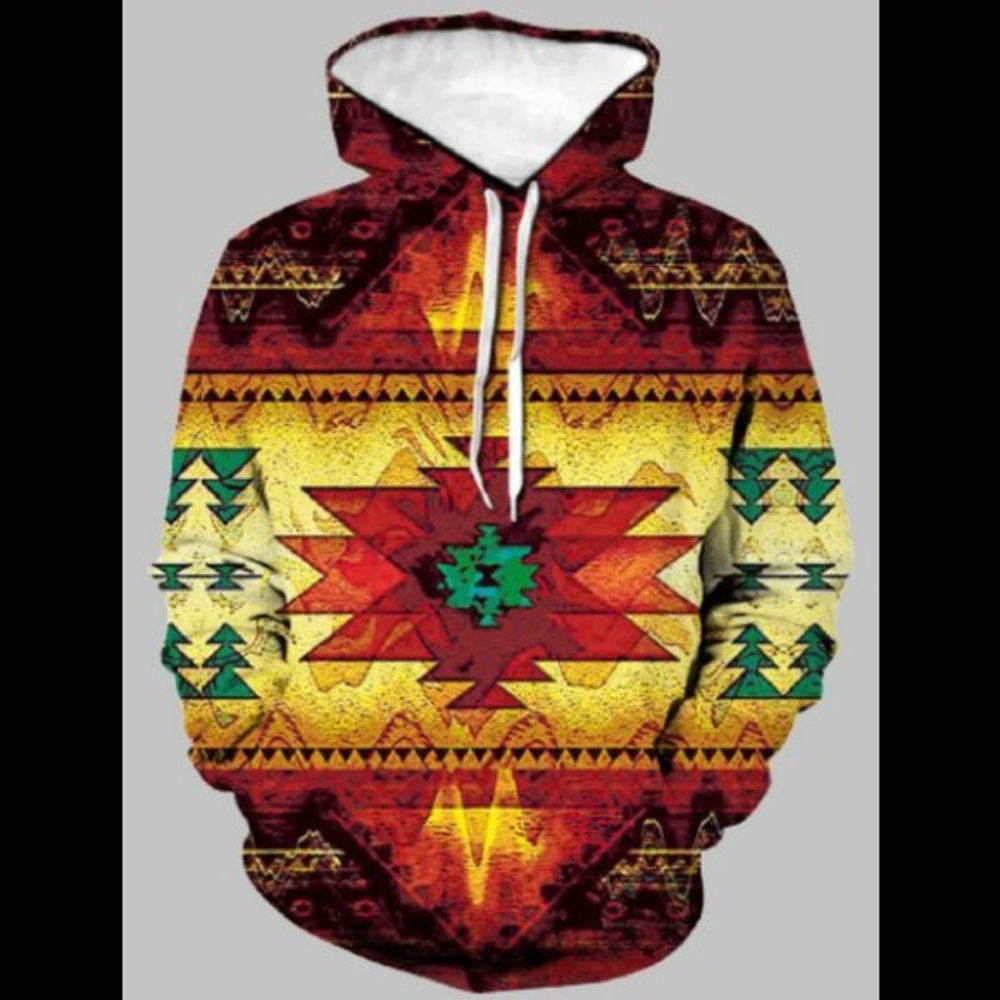 3D FULL Print Native American Indigenous Color Hooded W/Kangaroo Pocket Pullover